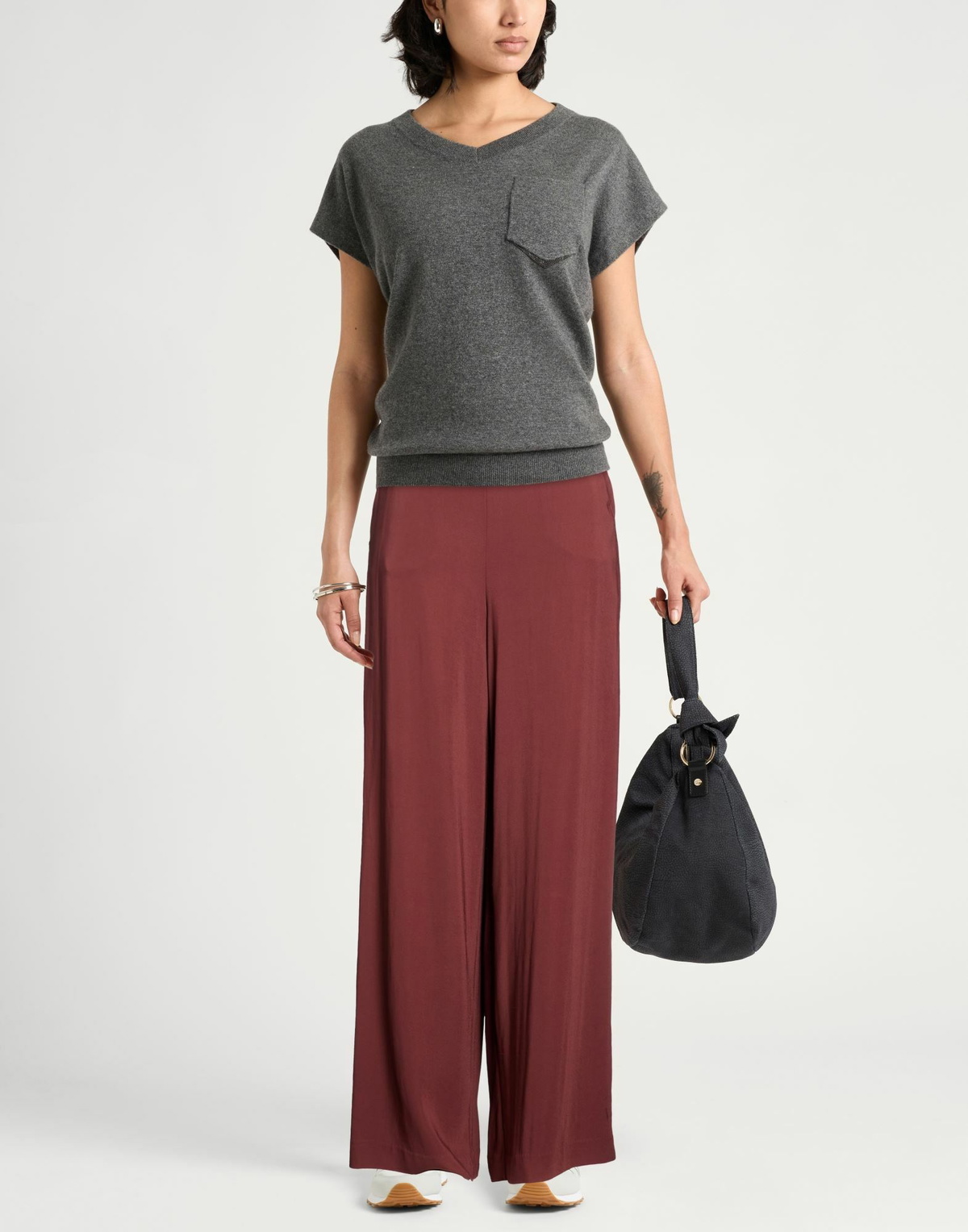 Manila Grace Womens Pants in Burgundy