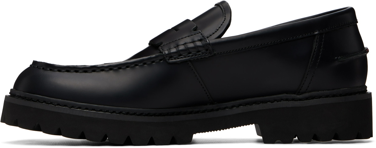 Hugo Black Embossed-Logo Loafers