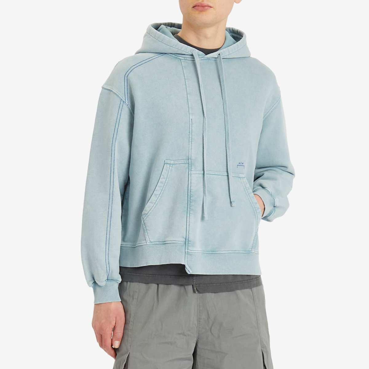 A-COLD-WALL* Men's Oblique Hoodie in Grey-Green Tourmaline