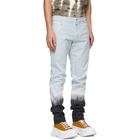 Alexander McQueen Blue and Black Denim Dip Dye Washed Jeans