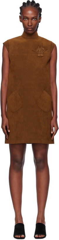 Photo: AO Yes Brown Cap Sleeve Faux-Suede Minidress