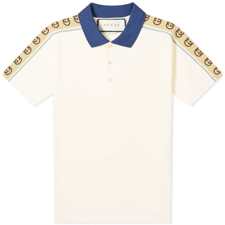 Photo: Gucci Men's Taped Logo Polo Shirt in Bone