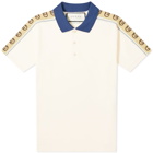 Gucci Men's Taped Logo Polo Shirt in Bone