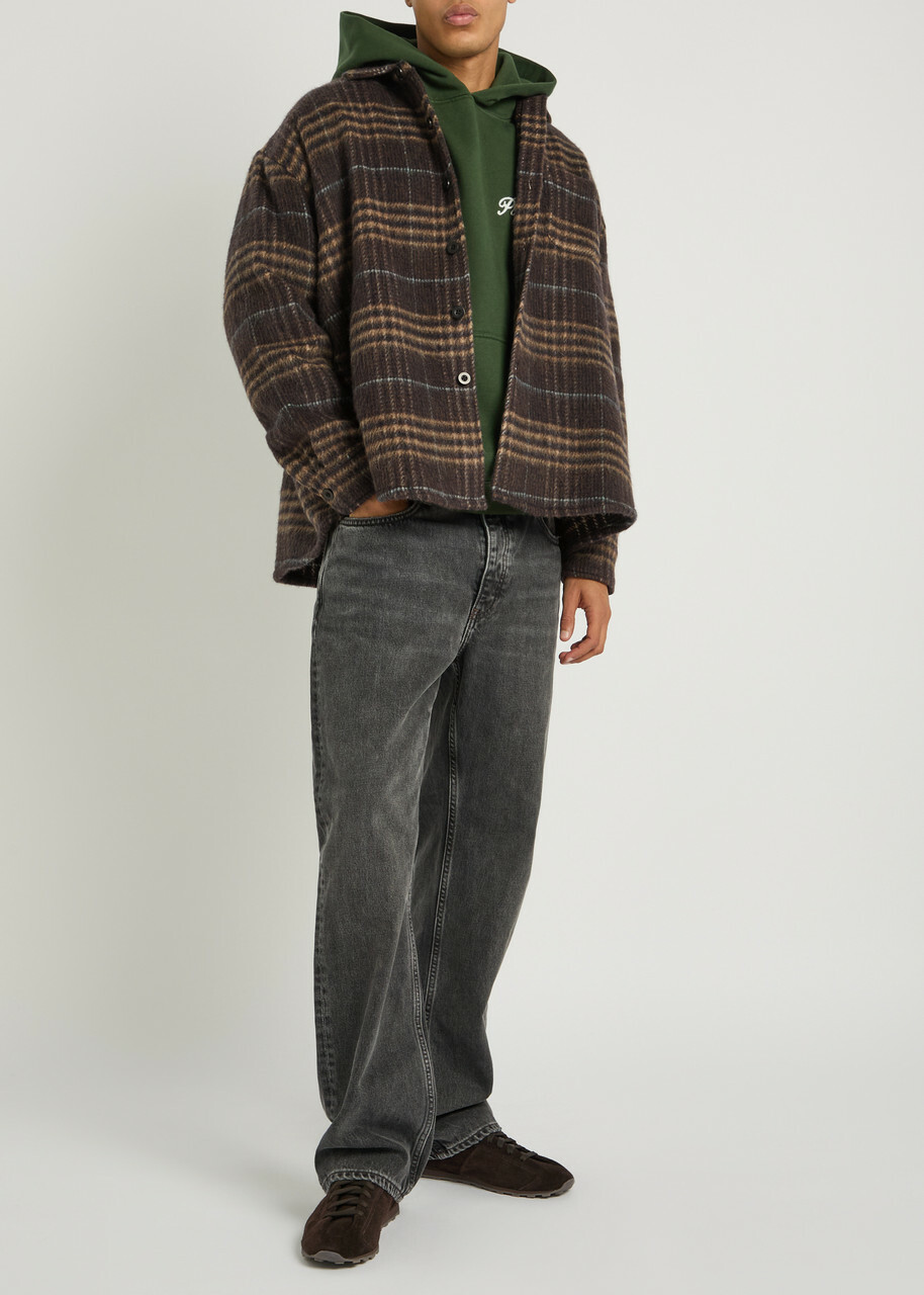 Picante Rocco Plaid Wool-blend Overshirt Brown