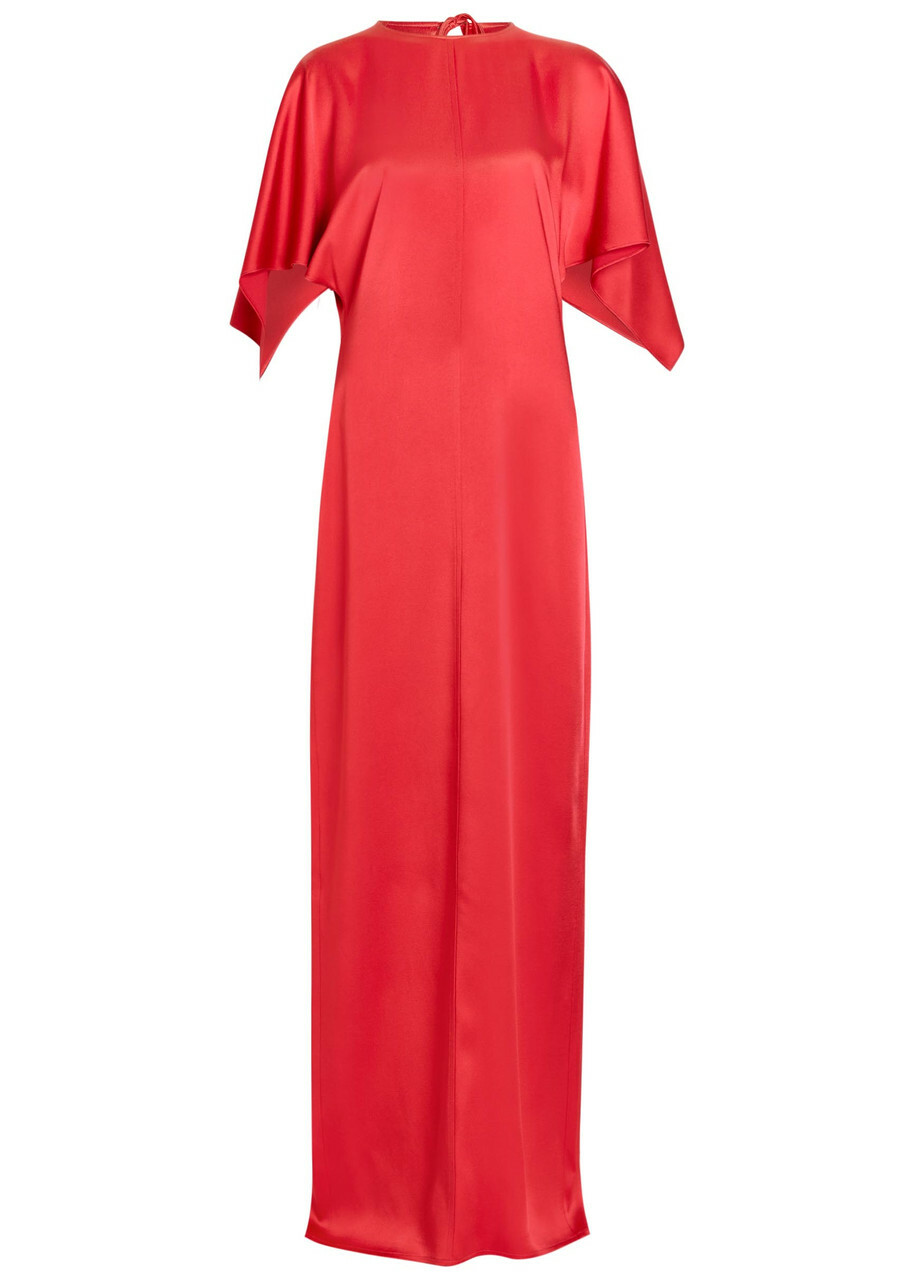 Stella Mccartney Draped Satin-crepe Maxi Dress Red