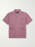 Drake's - Camp-Collar Linen Shirt - Burgundy