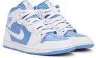 Nike Jordan White & Blue Air Jordan 1 Mid SE Sneakers