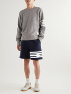 Thom Browne - Straight-Leg Striped Ribbed Cotton-Jersey Drawstring Shorts - Blue