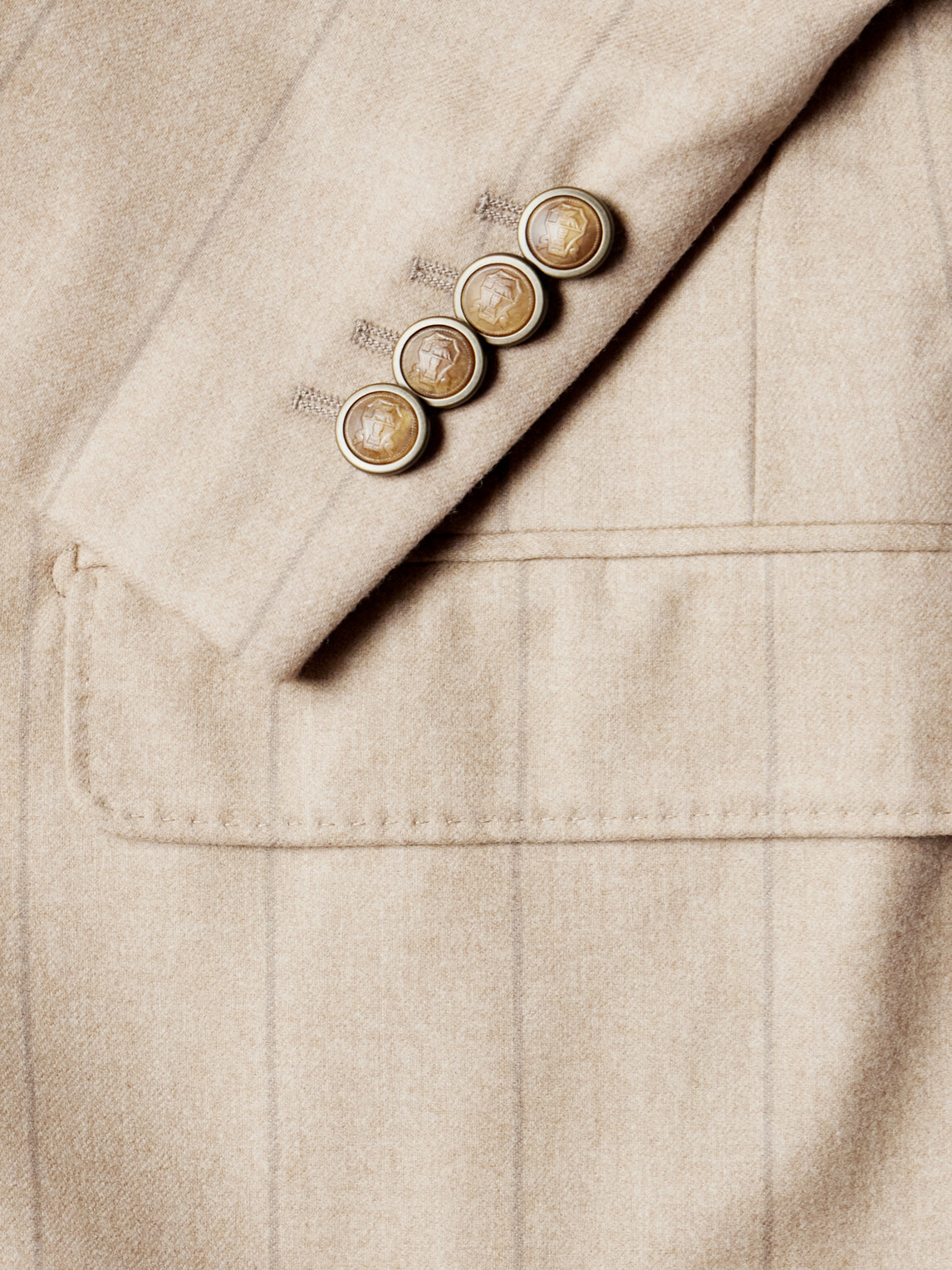 Brunello Cucinelli - Pinstripe Wool, Silk and Cashmere-Blend Flannel Suit Jacket - Brown