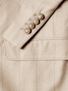 Brunello Cucinelli - Pinstripe Wool, Silk and Cashmere-Blend Flannel Suit Jacket - Brown