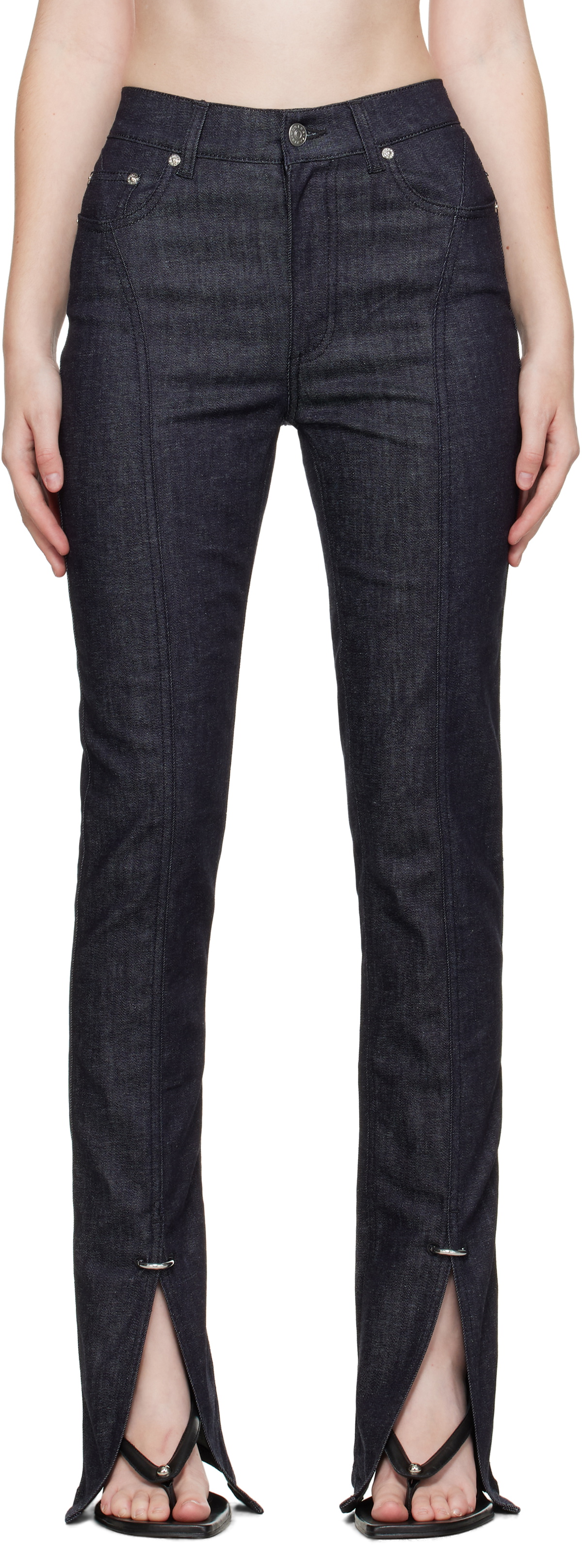 Mugler Indigo Paneled Jeans