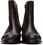 Rochas Homme Brown Leather Zip-Up Boots