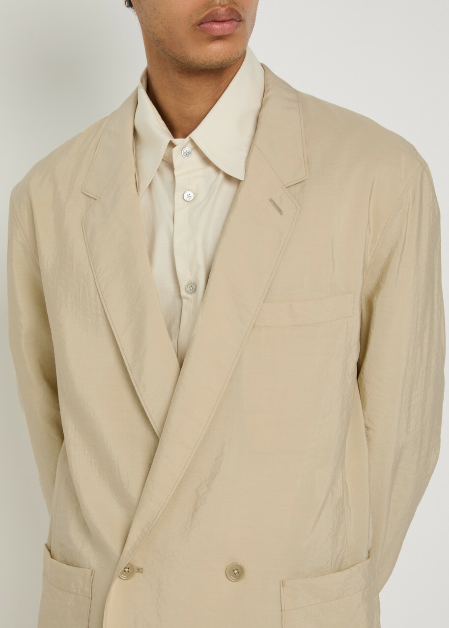 Lemaire Double-breasted Silk-blend Jacket Off White