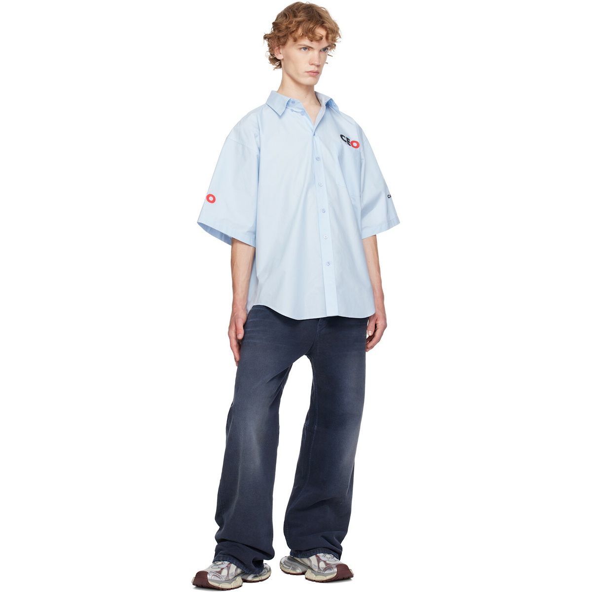 Balenciaga Blue Cotton Poplin Oversized Shirt