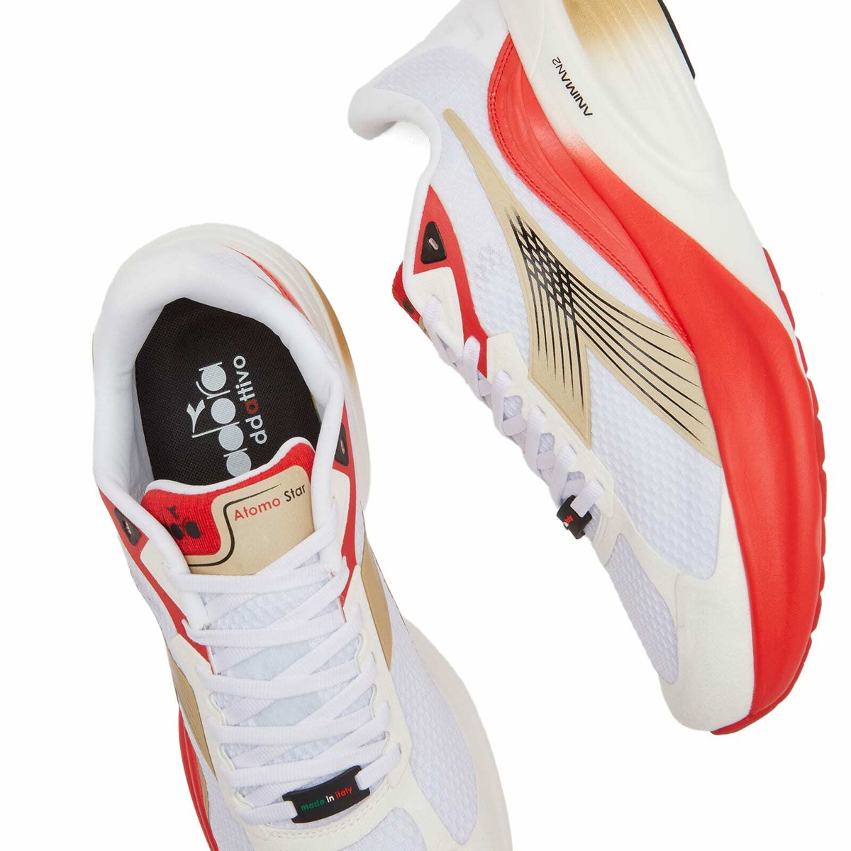 Diadora Atomo Star - Made in Italy Sneaker in White/Metallic Gold