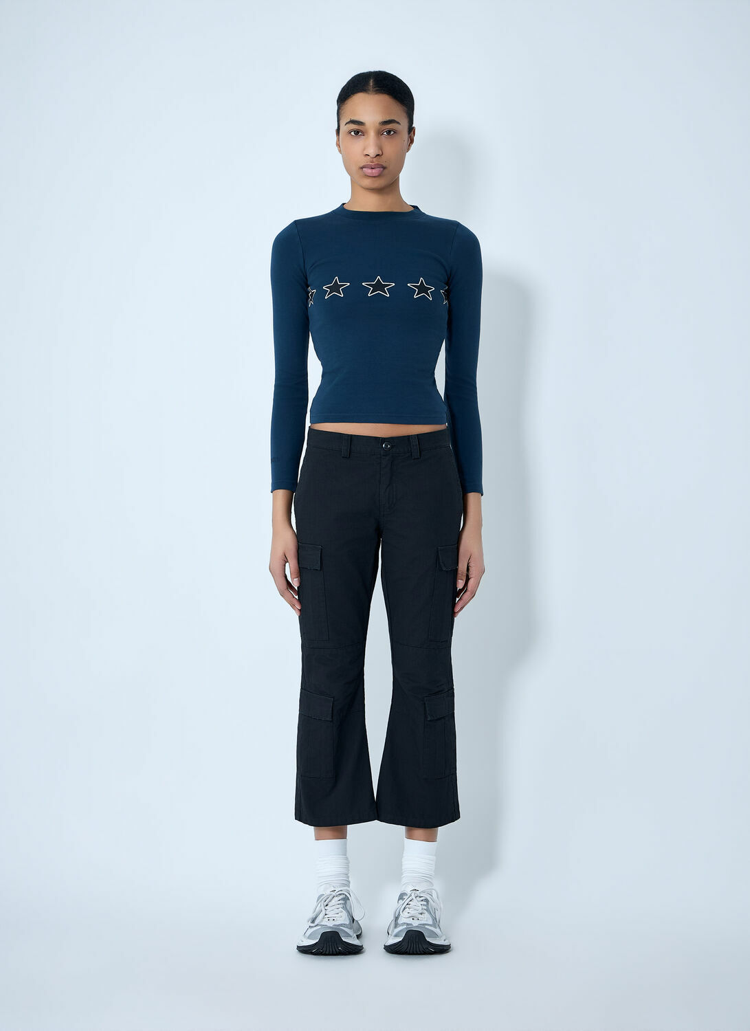 Balenciaga Star Embroidered Ribbed Top