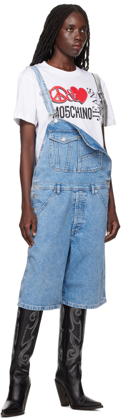 Moschino Jeans Blue Pocket Denim Overalls