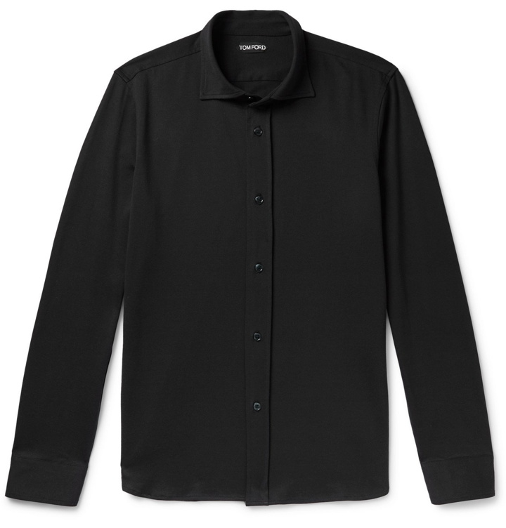 Photo: TOM FORD - Slim-Fit Cotton-Jersey Shirt - Black
