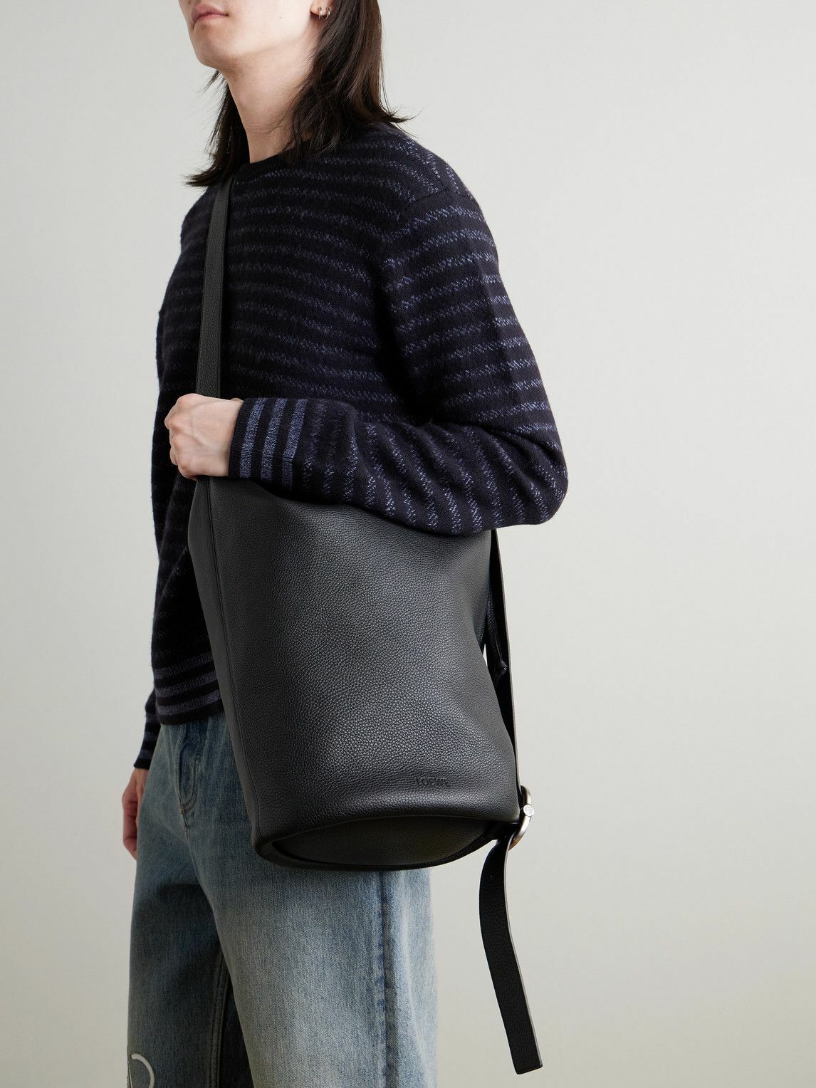 Loewe Loop LOEWE - Loop Medium Logo-Debossed Leather Bucket Bag Loewe