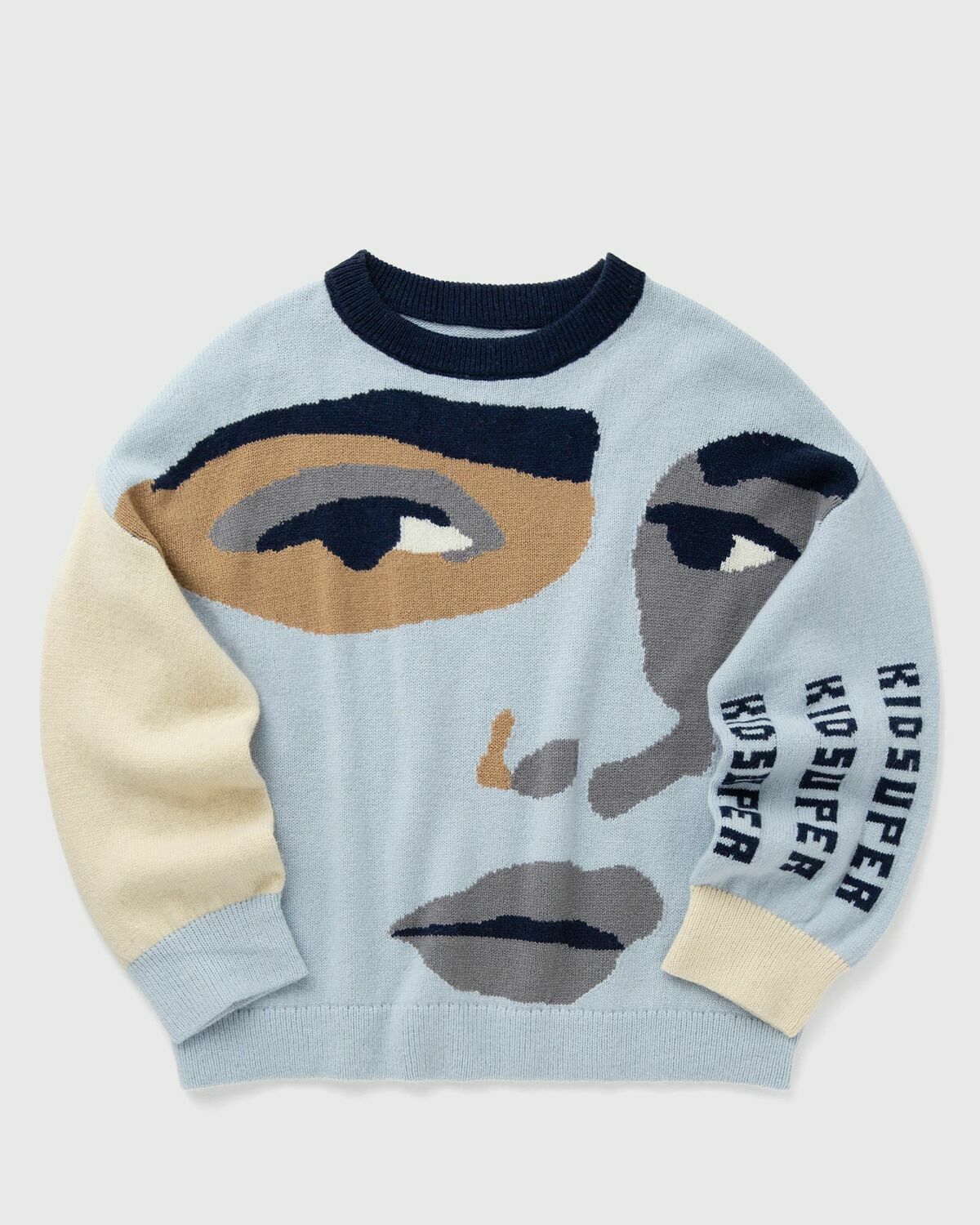 Kid Super Studios Face Boxy Sweater Blue Pullovers