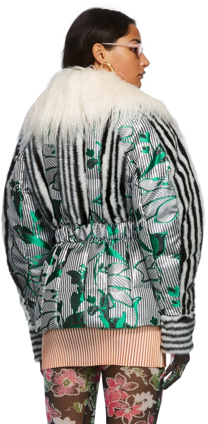 SHUTING QIU Grey Green Patterned Down Jacket