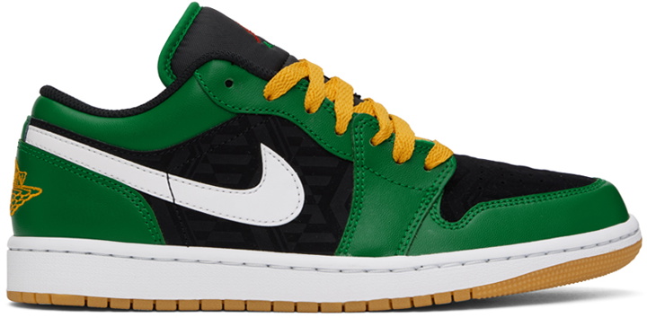 Photo: Nike Jordan Black & Green Air Jordan 1 Low SE Sneakers