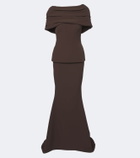 Safiyaa Loura draped peplum crêpe gown