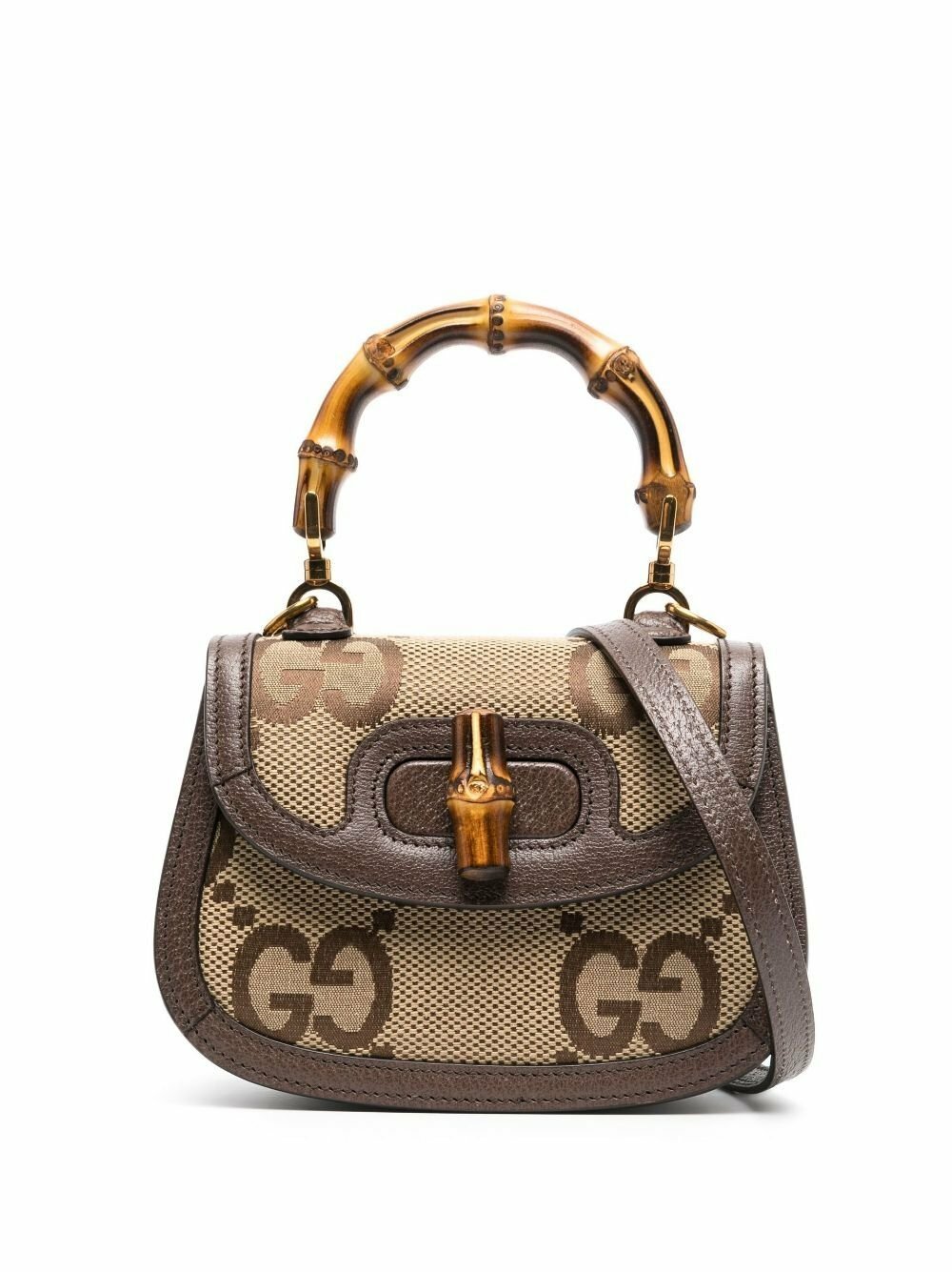 Gucci Brown Bamboo 1947 Jumbo GG Mini Top Handle Bag Gucci