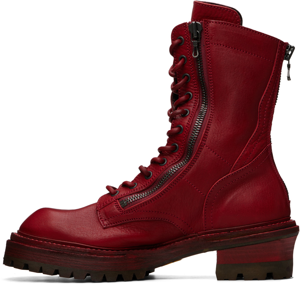 Julius Red Side Zip Lace Up Boots