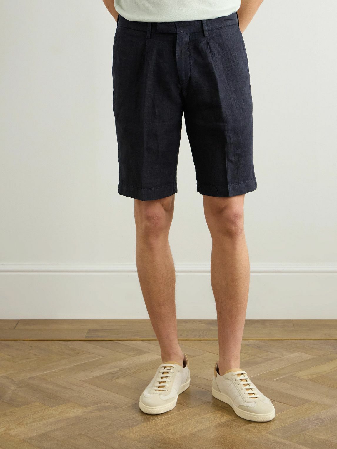 Boglioli - Straight-Leg Linen Shorts - Blue