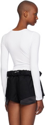 OPEN YY White Ribbon Tie Bodysuit