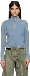 OPEN YY Blue Faded Biker Jacket