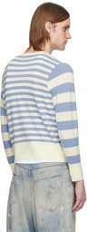 Charles Jeffrey LOVERBOY Off-White & Blue Button Down Cardigan