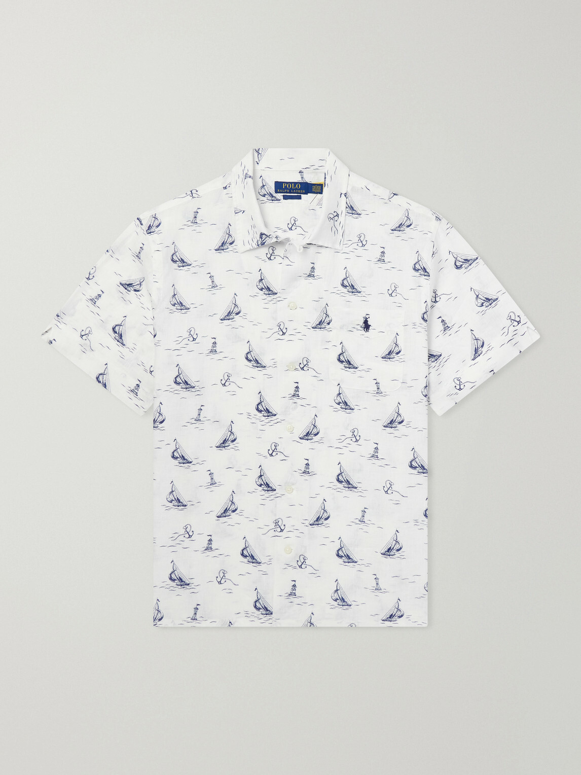 Polo Ralph Lauren - Logo-Embroidered Printed Linen Shirt - Neutrals