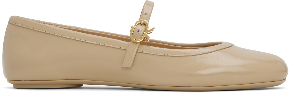 Gianvito Rossi Beige Carla Ballerina Flats