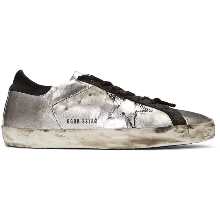 Photo: Golden Goose Silver Ripped Off Superstar Sneakers