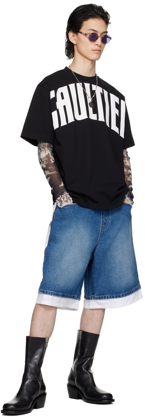 Jean Paul Gaultier Blue & White 'The Trompe L'œil' Denim Shorts