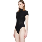 BALMAIN Black High Collar Knit Bodysuit