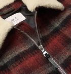 Mr P. - Shearling-Trimmed Checked Wool Jacket - Red