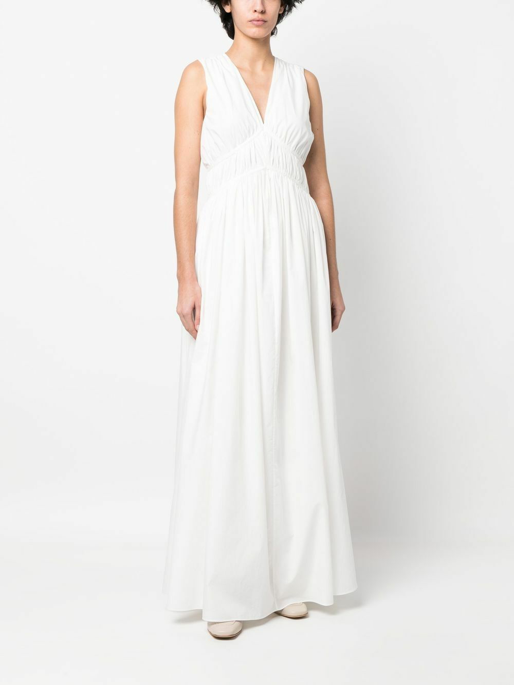 Embellished Cotton Midi Dress in White - Brunello Cucinelli