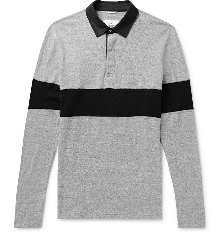 Photo: Reigning Champ - Striped Cotton-Jersey Polo Shirt - Gray