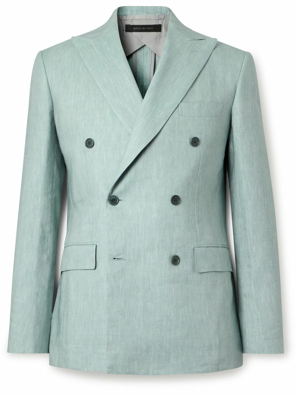 Brioni - Double-Breasted Herringbone Linen, Wool and Silk-Blend