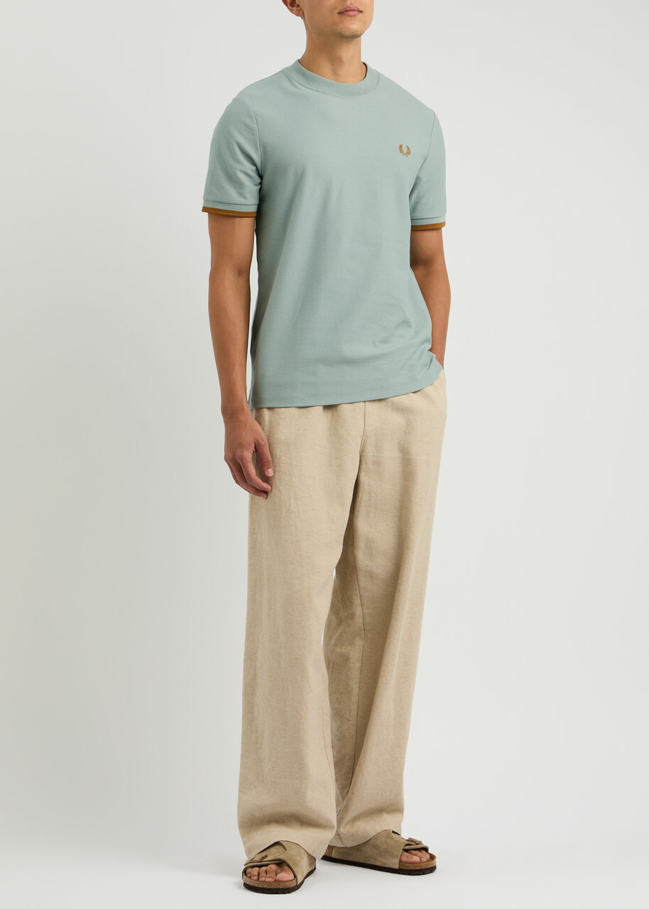 Fred Perry Logo-embroidered Cotton T-shirt Blue