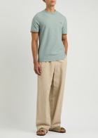 Fred Perry Logo-embroidered Cotton T-shirt Blue