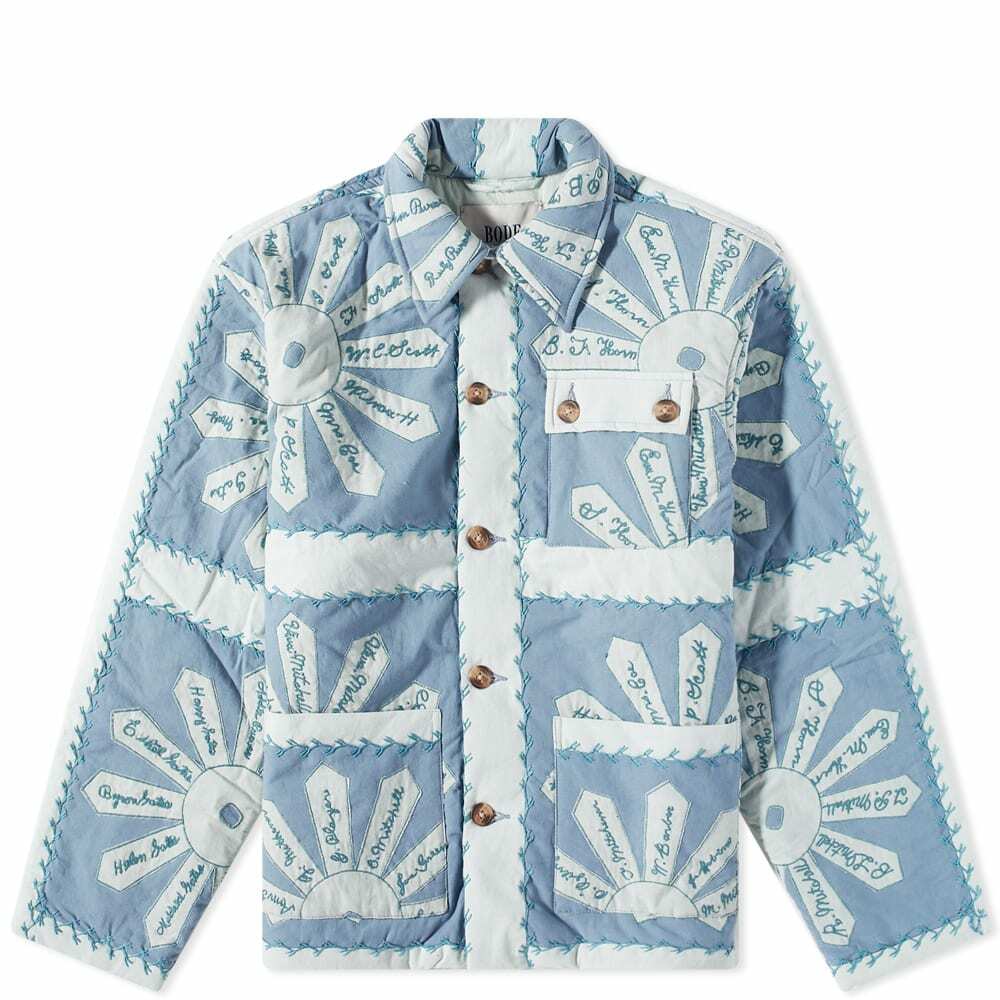 Bode Men's Signature Floral Workwear Jacket in Blue Cream Bode