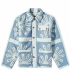 Bode Men's Signature Floral Workwear Jacket in Blue Cream