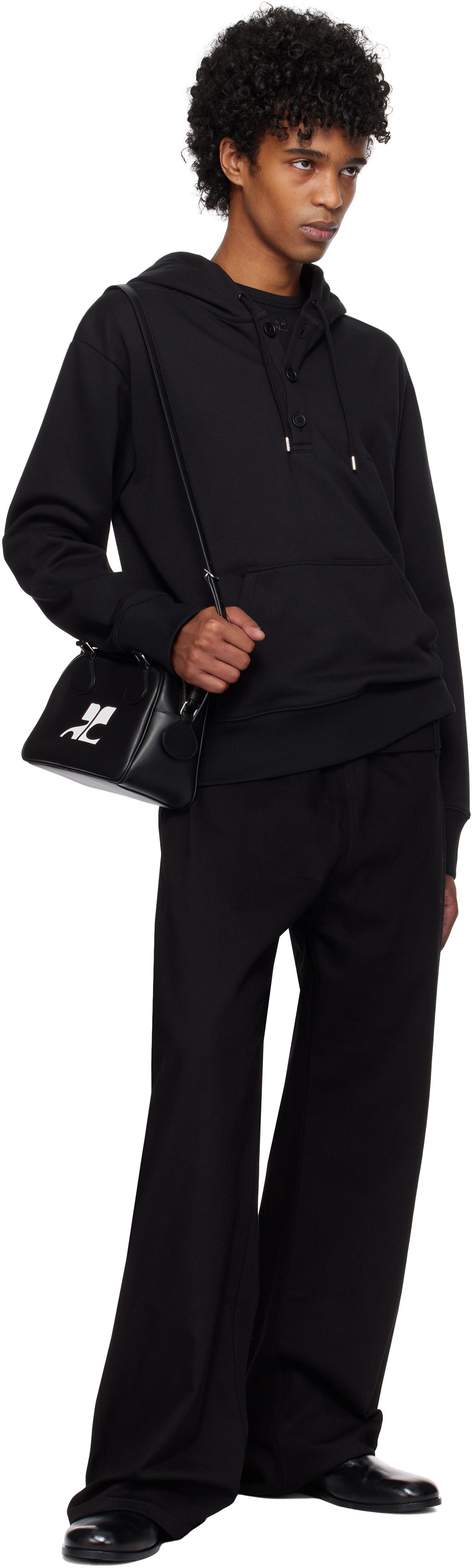 Courrèges Black Buttoned Hoodie
