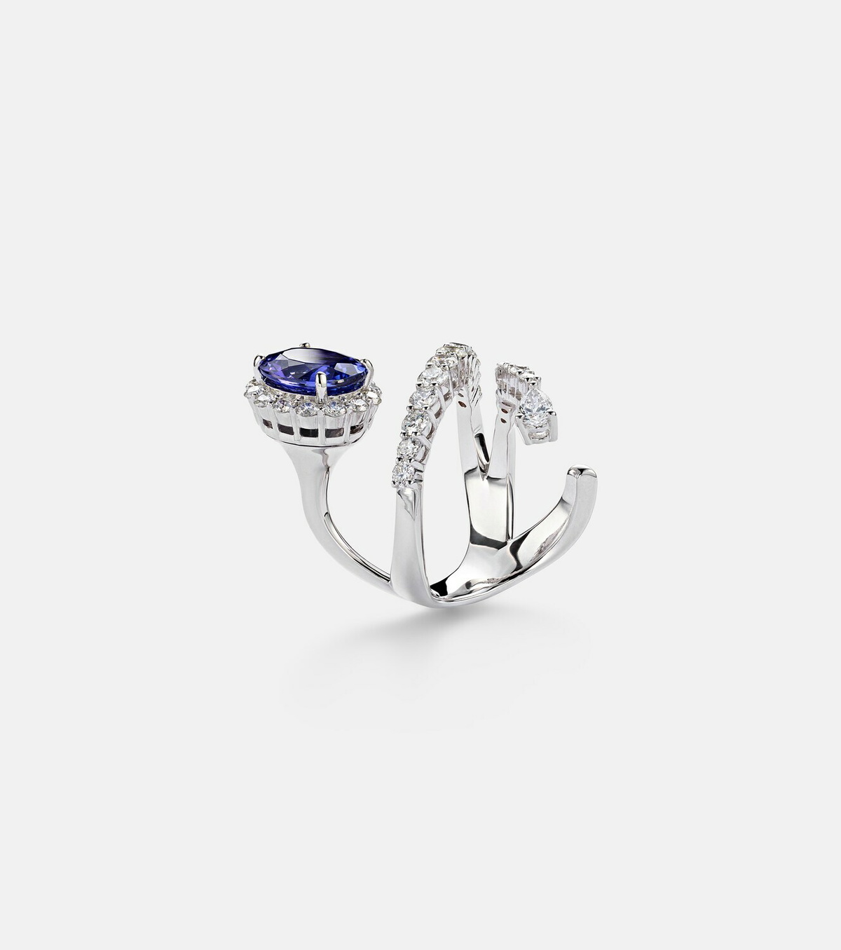 Yeprem 18kt white gold ring ((750/1000)) with diamonds and tanzanite