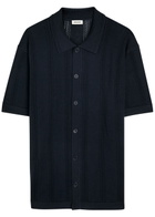 Lestrange Textured Pointelle-knit Shirt Navy