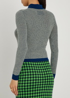 Guest In Residence Shrunken Patterned Cashmere Polo top Navy